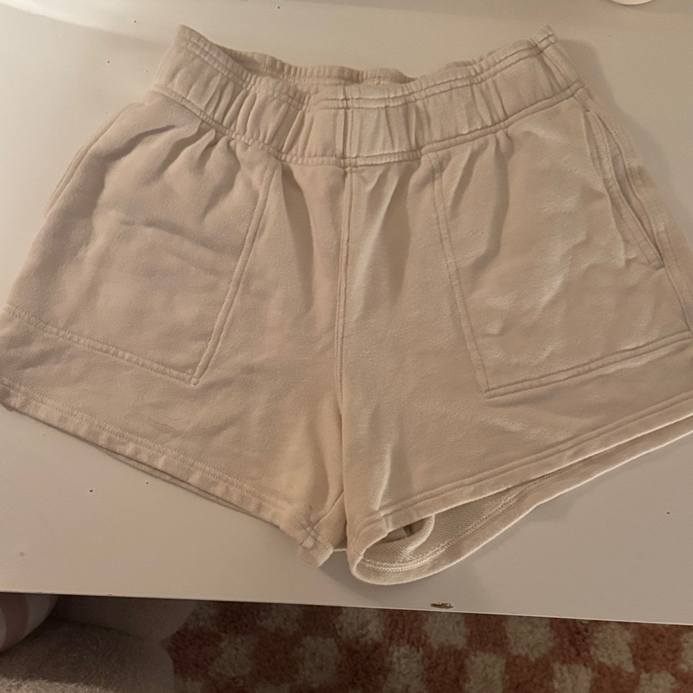 Aerie High Waist Cream Shorts